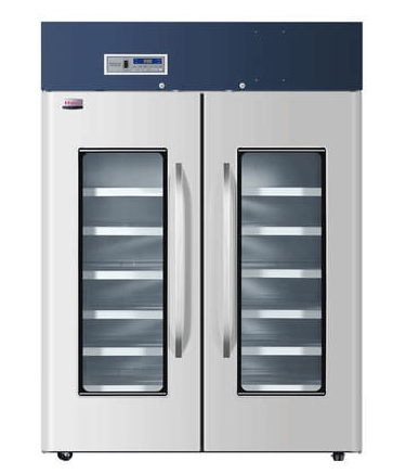 HAIER-doppeltüriger-Laborkühlschrank-mit-Umluftkühlung-und-Glastür-1378-Liter